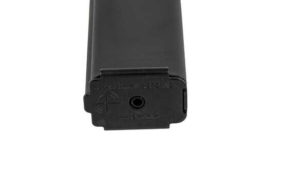 C Products 9x19mm 32-round stainless Colt-Style magazine features a stamped floor plate for easy disassembly